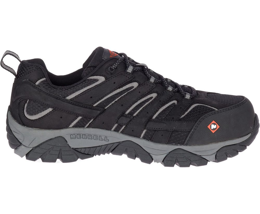 Buty Sportowe Merrell Męskie Czarne - Moab Vertex Vent Comp Toe Wide Width - 192036-PTK